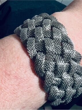Antique vintage braided silver bracelet